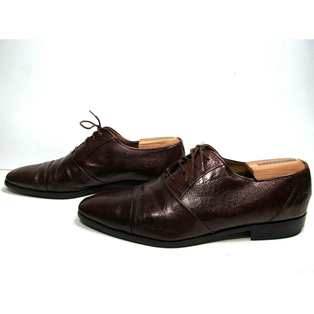 Florsheim Brown Reptile Print Leather Cap Toe Oxfords Mens Size US 12 D